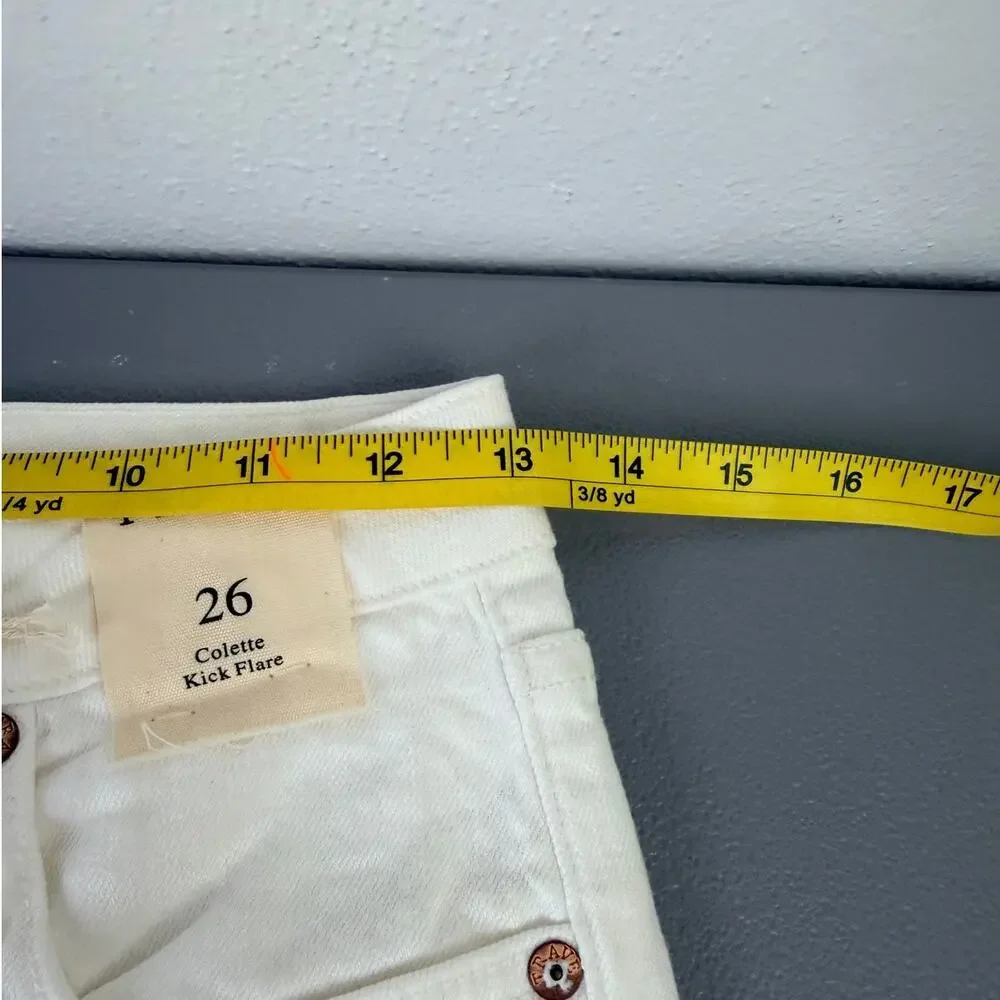 TRAVE Colette Kick Flare Crop Jeans White High Rise Raw Hem 26 NWT USA